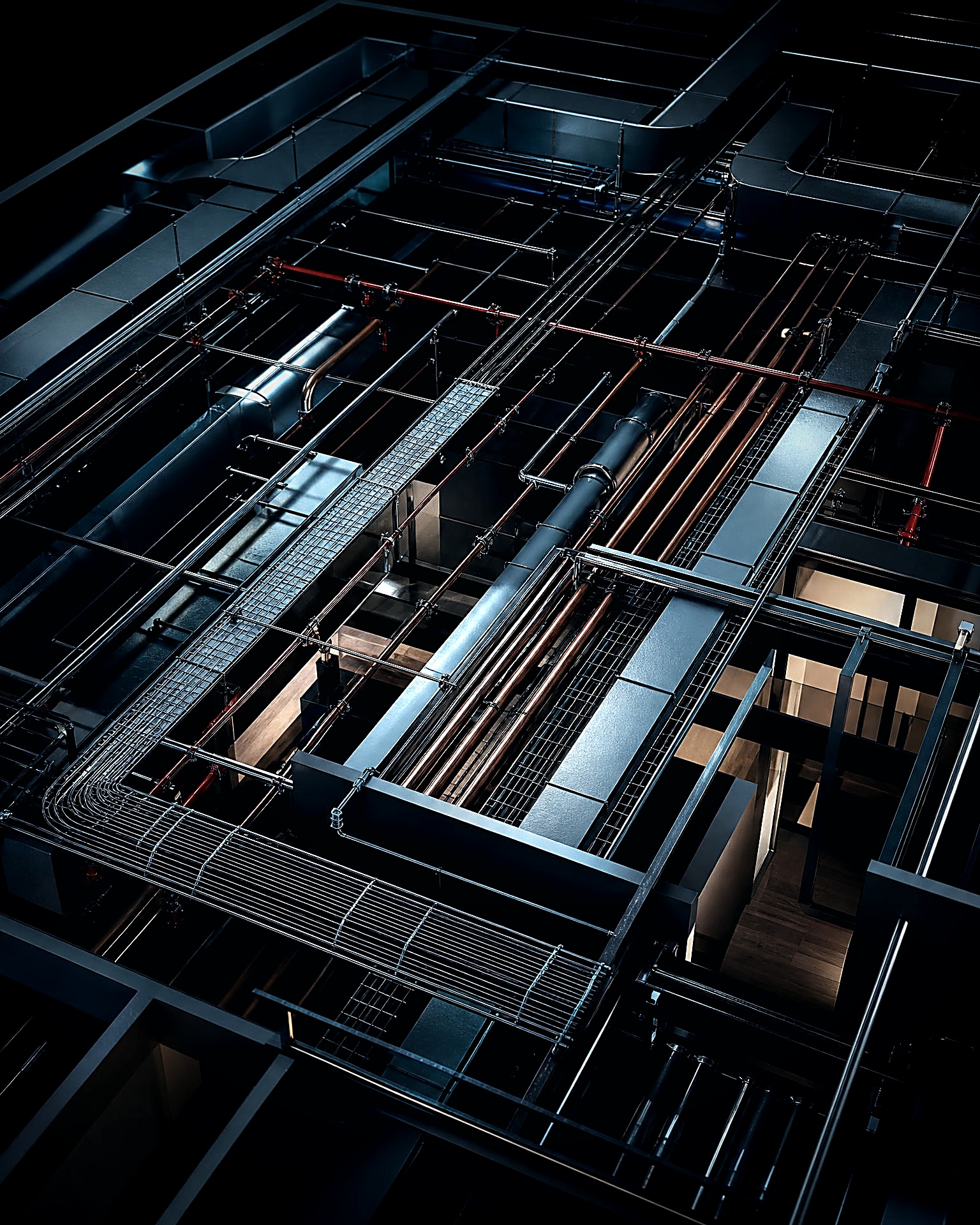 3D MEP coordination model showing integrated building services